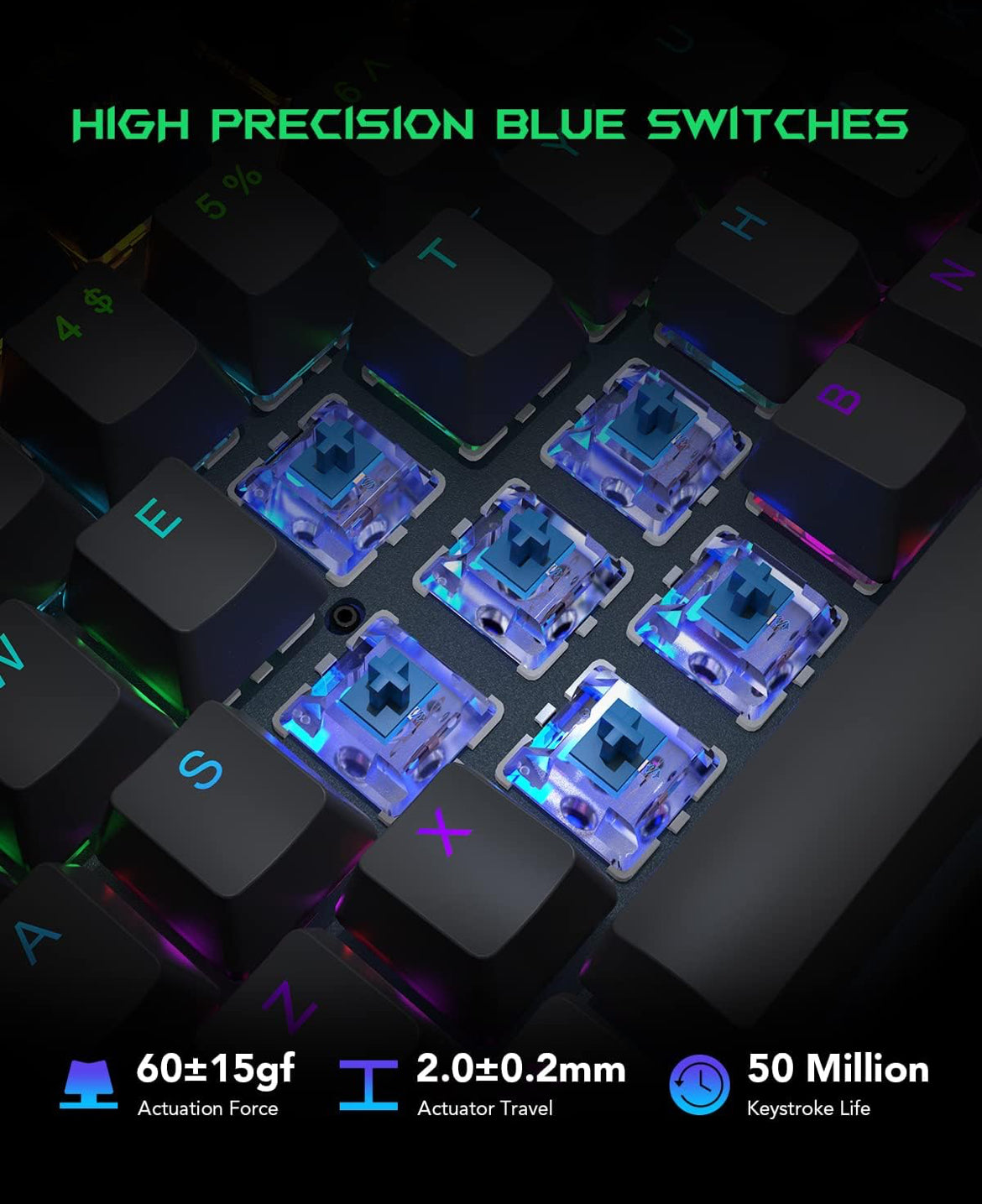 Black Shark RGB Mechanical Gaming Keyboard LED Backlit Wired Keyboard - NEW