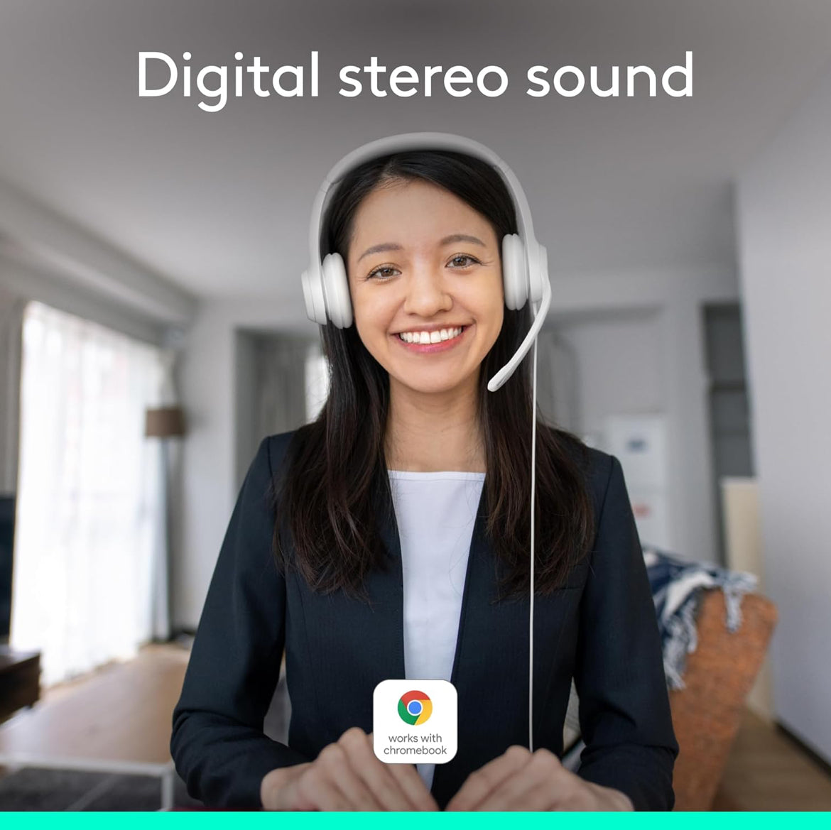 Logitech H390-speletjieskoptelefoon, bedrade koptelefoon met mikrofoon, USB-koptelefoon met mikrofoon vir rekenaar, ruisonderdrukkende mikrofoon vir videovergaderings, musiek, speletjies – Spierwit