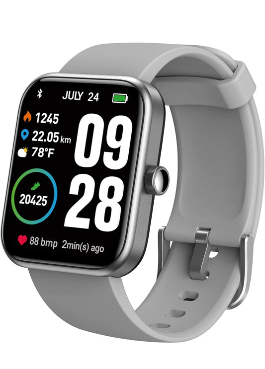 S2 44mm Smart Watch Alexa Built-in Fitness Tracker w/ Heart Rate and Blood Oxygen Monitor, Waterproof HD Touchscreen - Space Gray