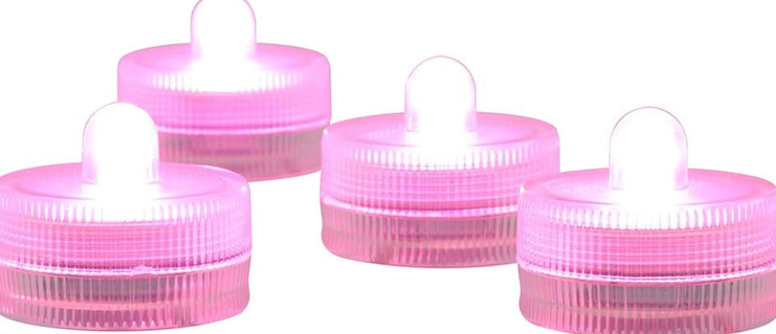 Submersible LED Lights Battery Powered Underwater Waterproof LED Tea Light Candles for Events Decor Lighting - (Pink)