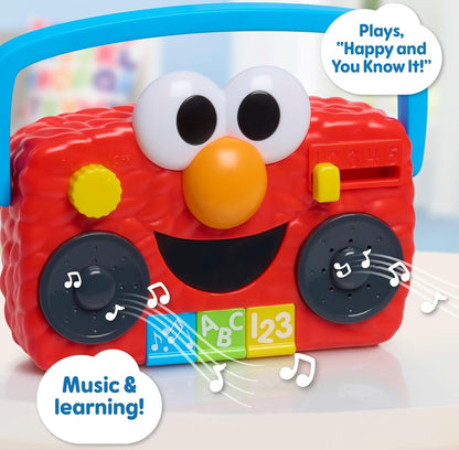 Just Play Sesame Street Elmo Take Along Boombox with Lights & Sounds, 5.5-inch Interactive Toy, Learning and Education, Kids Toys for Ages 2 Up