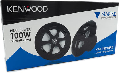Kenwood KFC-1613MRB/W 6.5 Duim 2-Rigting Koaksiale Waterdigte Marine-/Motorsport-/Motorluidsprekers, Paar, 4 Ohm, 100 Piek Watt (Swart)
