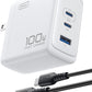 USB C Charger, INIU 3-Port 100W GaN Charger, Compact Foldable PD PPS USB C Wall Charger Block for MacBook Pro/Air, iPad Pro, Galaxy S23, Dell XPS 13, Note 20/10+, iPhone 16/15, Steam Deck, White