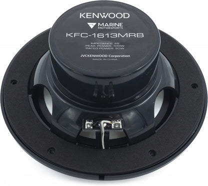 Kenwood KFC-1613MRB/W 6.5 Duim 2-Rigting Koaksiale Waterdigte Marine-/Motorsport-/Motorluidsprekers, Paar, 4 Ohm, 100 Piek Watt (Swart)