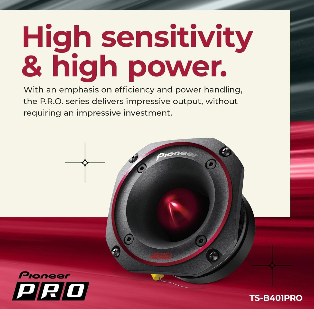 Pioneer TS-B401PRO, Motorluidsprekers, Volreeks, Duidelike Klankgehalte, Maklike Installasie en Verbeterde Bassweergawe, 4 duim Luidsprekers