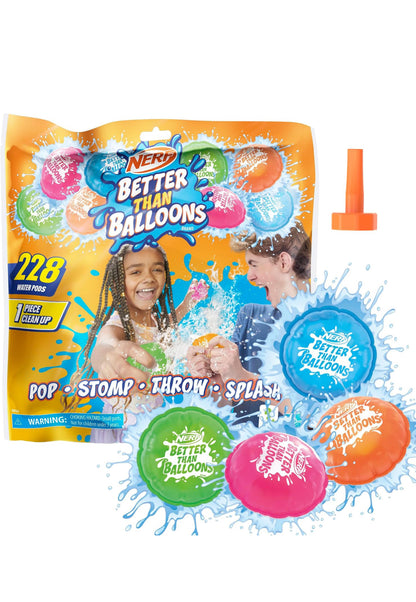 NERF Better Than Balloons Water Toys, 228 Pods, Easy 1 Piece Clean Up, Lots of Ways to Play, Backyard Water Fun, Gifts for Kids, Ages 3+