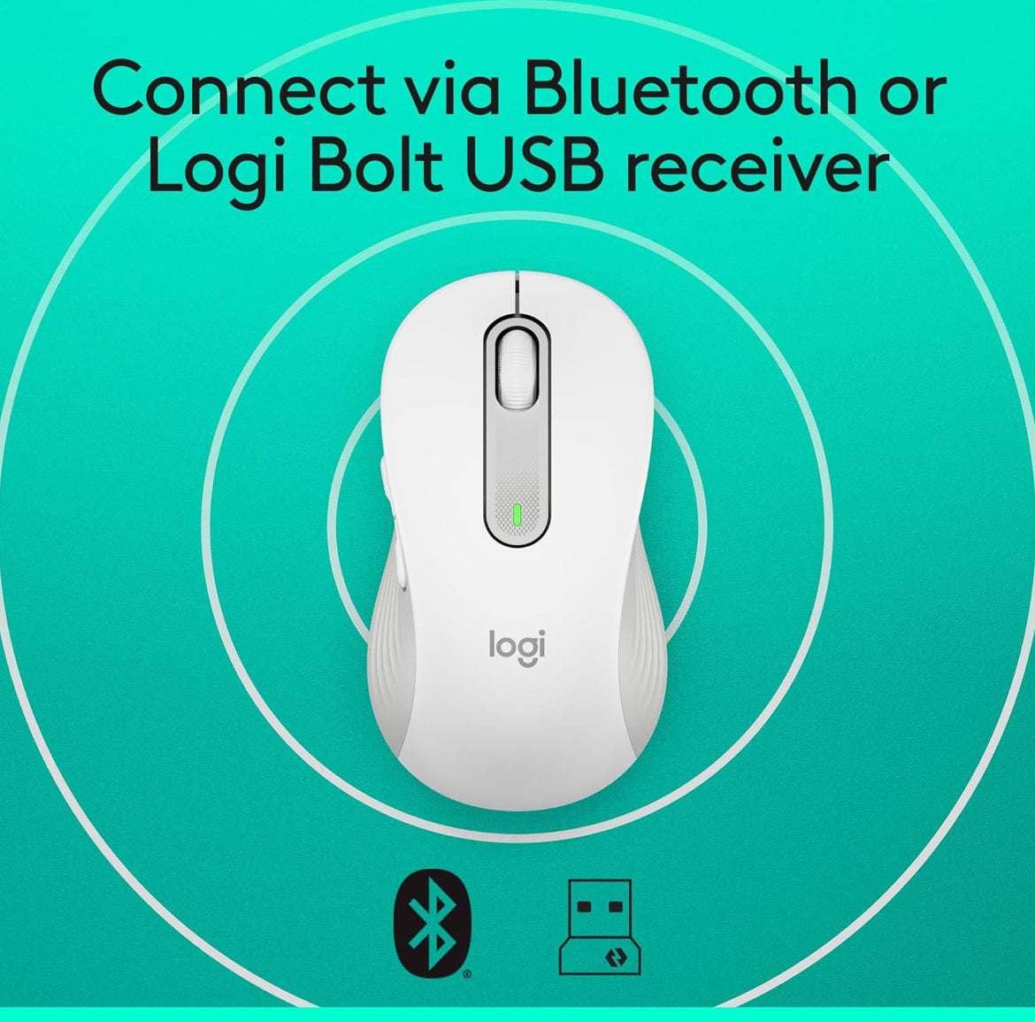 Logitech Wireless Muis Signature M650 L Volgrootte - Groot Hande, Stil Kliek, Aanpasbare Knoppies, Bluetooth, rekenaar/Mac/Chromebook - Off-White, Regshandig, Groot