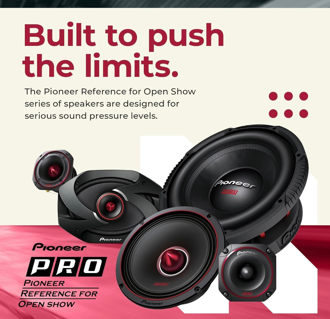 Pioneer TS-M801PRO, Motorvoertuigoudioluidsprekers, Volreeks, Helder Klankgehalte, Maklike Installasie en Verbeterde Basrespons, 8”-luidsprekers