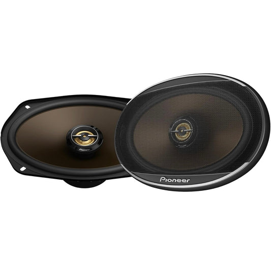 Pioneer A-Series MAX TS-A693FH, 2-rigting koaksiale motoroudioluidsprekers, volle omvang, helder klankgehalte, maklike installasie en verbeterde bassreaksie, volgoudkleurige 6” x 9” ovaalluidsprekers