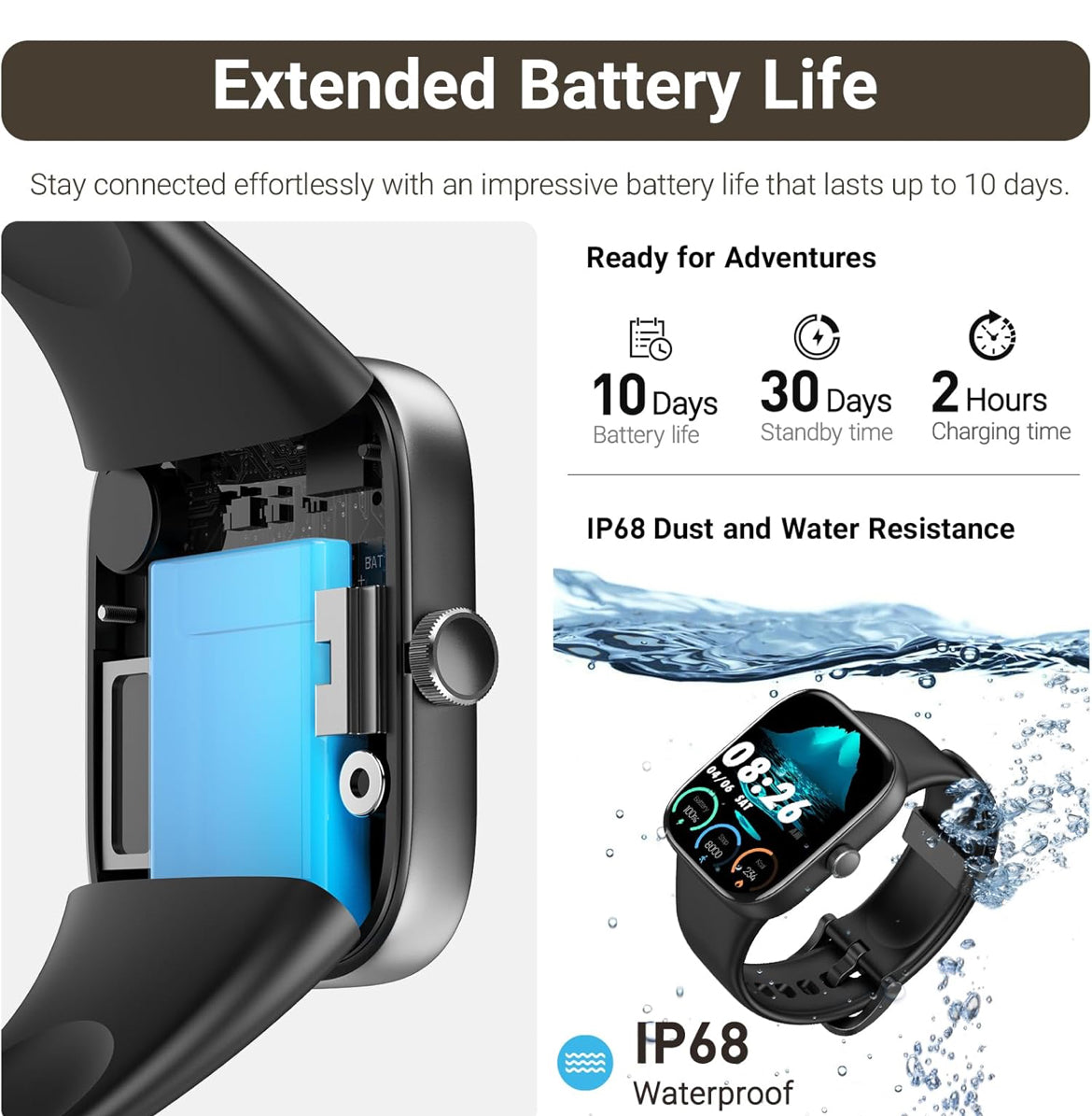 LED S7 Smart Watch Bluetooth Call 1.85" Ultra HD Screen, Dynamic Dials Messages Push 100+ Sports Modes