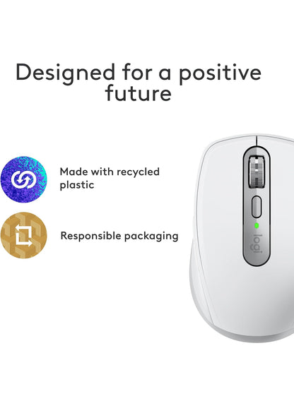 Logitech MX Anywhere 3S vir Mac, Kompakte Koordlose Bluetooth Muis, 8K DPI Enige-Oppervlak Opsporing, Stil Klikke, USB C, Koordlose Muis vir MacBook Pro, MacBook Air, iMac, iPad - Liggrys