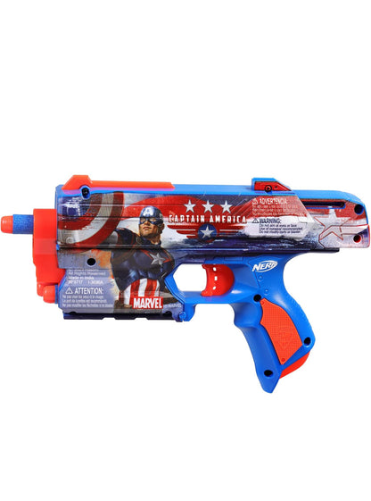 Nerf Marvel Captain America Dart Blaster, 10 Elite Darts, Holster, Toy Foam Blasters for 8 Year Old Boys & Girls & Up