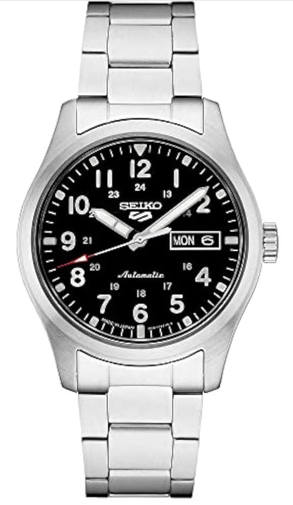 SEIKO Outomatiese Horlosie vir Mans - 5 Sports - Dag-/Datumkalender, LumiBrite Wysers en Merkers, en Roterende Ring, 100m Waterbestand