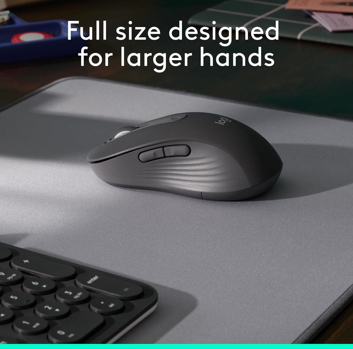 Logitech Wireless Muis Signature M650 L Volgrootte - Groot Hande, Stil Klieks, Aanpasbare Knoppies, Bluetooth, rekenaar/Mac/Chromebook - Klassieke Rooi, Regshandig, Groot