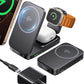 INIU 3 in 1 Wireless Charging Station, Qi2 Certified 15W Travel Charger for Apple Multiple Devices, Foldable Charger Stand for iPhone 16 15 14 13 12 Series Apple Watch AirPods (with Adapter)