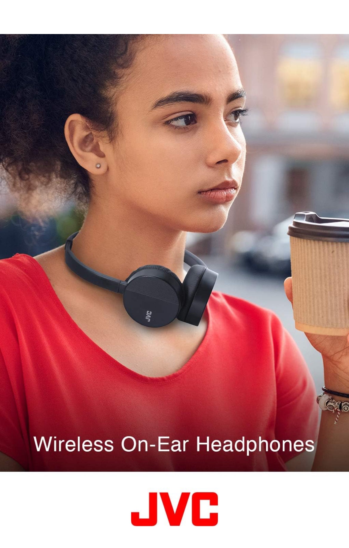 JVC HA-S23W Draadlose Koptelefoon - Oor-Oor Bluetooth Koptelefoon, Opvoubare Platte Ontwerp, 17-Uur Lange Batterylewe (Swart)