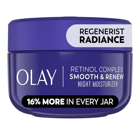 Olay Retinol Gesigbevogtiger, Gladslyp & Hernu Room vir Vroue, Sonder Reuk – Anti-Veroudering, Anti-Rimpel, Maak Fyn Lyne Glad, Verstrakking, Verheldering – Herwinbare Volhoubare Eko-Fles, Nie-Ghrieserig, 56 g