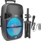 Portable Bluetooth PA Speaker System - 1000W w/Microphone in, Party Lights, USB SD Card Reader, FM Radio, Wheels - Remote Control