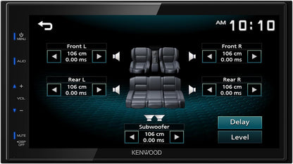 KENWOOD DMX115BT Dubbel Din Kar Stereostelsel (45W x 4-Kanale), 6.8" Raakskerm Vertoon, Hoofeenheid met Dubbele Bluetooth-verbinding, USB, A/V, & AM/FM Radio, Slanke Multimedia Speler met USB-spieëling