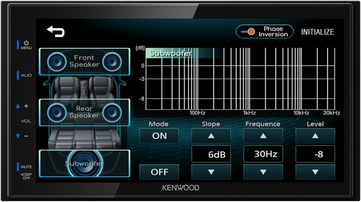 Autoradio KENWOOD DMX115BT double DIN (45W x 4 canaux), écran tactile 6,8", unité centrale avec double connectivité Bluetooth, USB, A/V et radio AM/FM, lecteur multimédia élégant avec fonction de recopie d'écran USB
