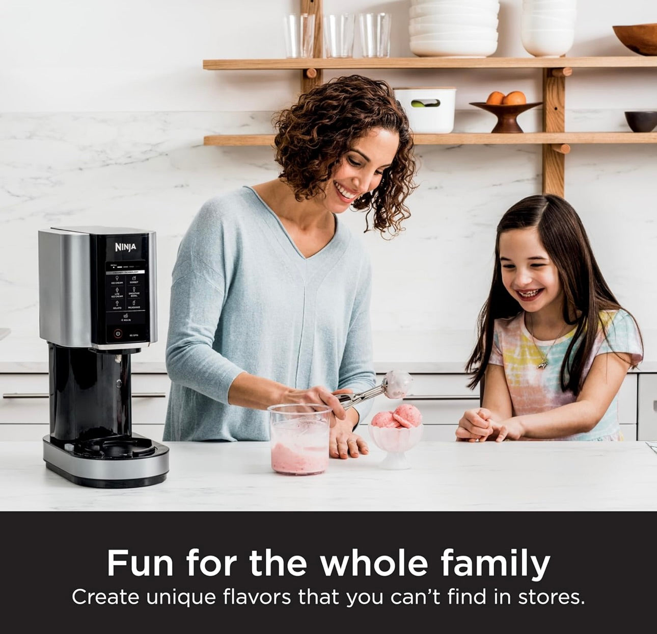 Ninja NC301 CREAMi Ice Cream Maker, for Gelato, Mix-ins, Milkshakes, Sorbet, Smoothie Bowls & More, 7 One-Touch Programs, with (2) Pint Containers & Lids, Compact Size, Perfect for Kids, Silver