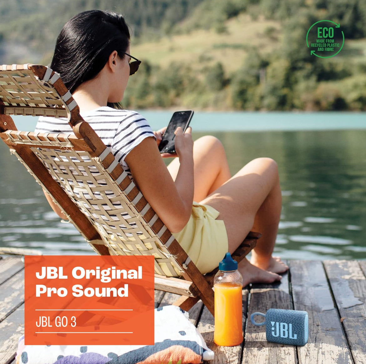 JBL Go 3 Eco - Portable Mini Bluetooth Speaker, big audio and punchy bass, IP67 waterproof-  (Eco Green)