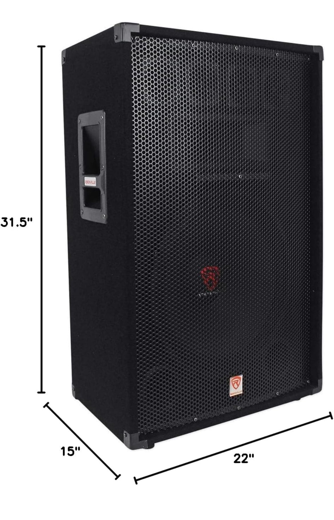 Rockville RSG15.4 15" 3-Way 1500 Watt 4-Ohm Passive DJ/Pro Audio PA Speaker, Black
