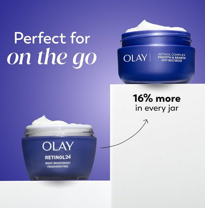 Olay Retinol Gesigbevogtiger, Gladslyp & Hernu Room vir Vroue, Sonder Reuk – Anti-Veroudering, Anti-Rimpel, Maak Fyn Lyne Glad, Verstrakking, Verheldering – Herwinbare Volhoubare Eko-Fles, Nie-Ghrieserig, 56 g