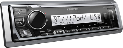 KENWOOD KMR-M332BT Motor- en mariene-stereo - Enkele DIN, Bluetooth-oudio, USB MP3, Aux-in, AM FM-radio SiriusXM-gereed, Weerbestand, Veelkleurige beligting