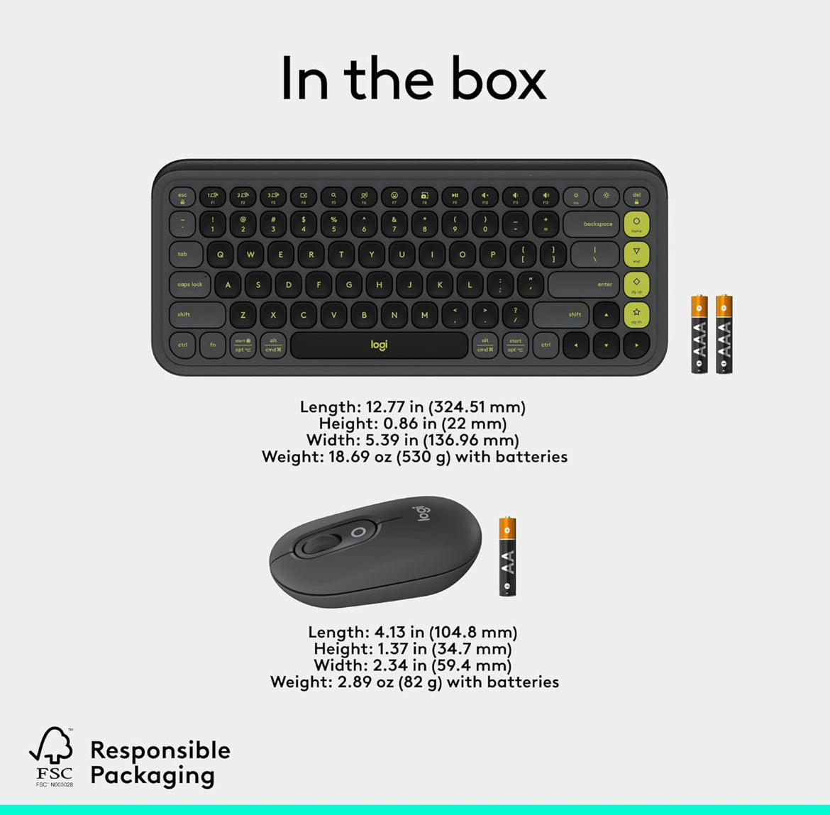 Logitech POP ICON Combo, Bluetooth-sleutelbord-en-muiskombo, Gemaklike Tik, programmeerbare Sleutels en Knoppies, Stil kliek, Maklike Wissel na tot 3 Toestelle – Grafiet en Lemmetjie