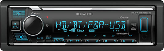 KENWOOD KMM-BT732HD Bluetooth-motorstereo met USB-poort, AM/FM-radio, MP3-speler, veelkleurige LCD, HD-radio, afneembare voorplaat, ingeboude Amazon Alexa, versoenbaar met SiriusXM-ontvanger