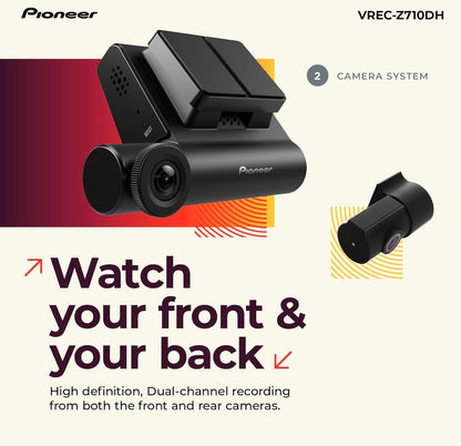 Pioneer VREC-Z710DH - Hoëdefinisie Dash Cam, 4K Ultra HD-opname, Dubbelkanaal, GPS-opsporing, Wi-Fi-konnektiwiteit, en Gevorderde Bestuurderbystandstelsels