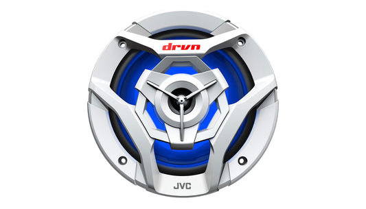 JVC CS-DR620MBL 6.5 Duim Motor & Marine, Motorsports, Motor Klank Stereo 2-rigting Luidsprekers met Koel Ingeboude RGB LED Liggie, Weervas IPX5, 260 Watt, UV Beskermde Roosters Ingesluit - Swart