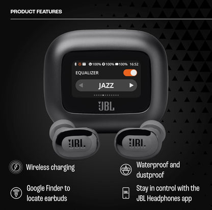 JBL Live Buds 3 - Ware Draadlose Geraasdempende Knop-tipe Oorfone, 40 Uur Totale Speeltyd, Draadlose Laai, 6 Mikrofone vir Perfekte Oproepe, Multi-punt Verbinding, IP55 Water- en Stofdig (Swart)