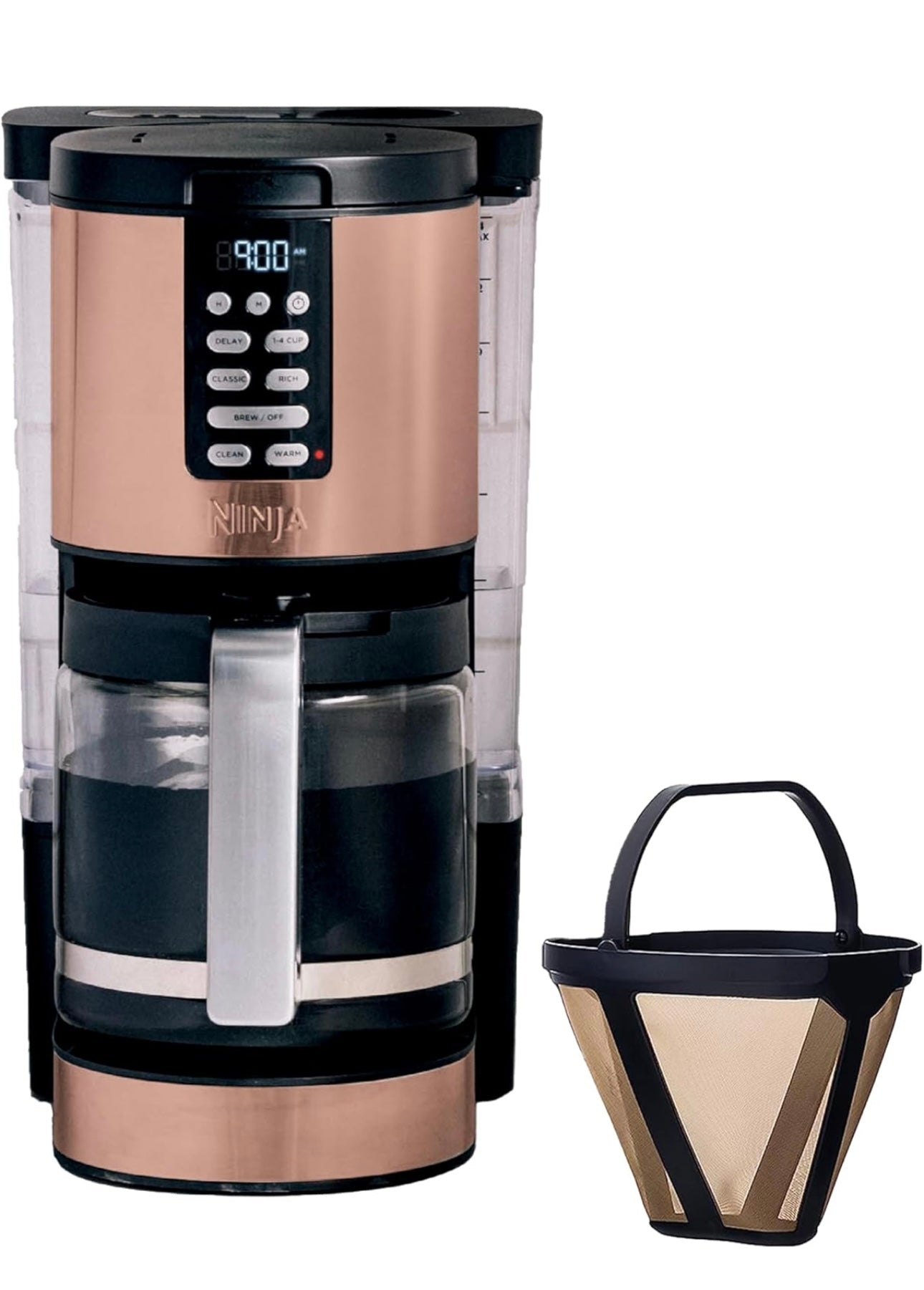 Ninja Programmable XL 14-Cup Coffee Maker PRO with Permanent Filter, 2 Brew Styles Classic & Rich - Copper DCM201CP