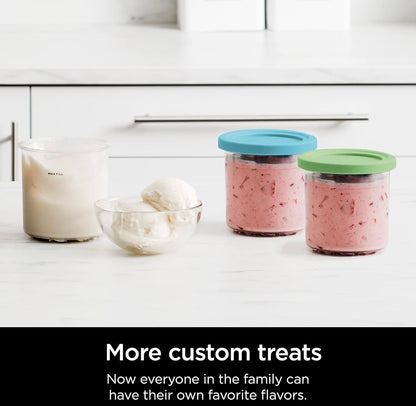Ninja CREAMi Pints 2-pak, versoenbaar met NC299AMZ & NC300s reeks CREAMi Roomysmakers, Oorspronklike Ninja-pint, BPA-vry en skottelgoedwasser-veilig, Kleurdeksels, 1 pint elk, Deursigtig/Lemmetjie/Akwa, XSKPLID2CD