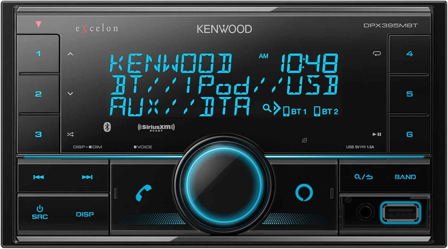 Kenwood DPX395MBT Dubbel DIN In-Dash Digitale Media-ontvanger met Bluetooth (Speel nie CD's nie) | Meganisme-lose Motorstereo-ontvanger | Amazon Alexa Gereed - Swart