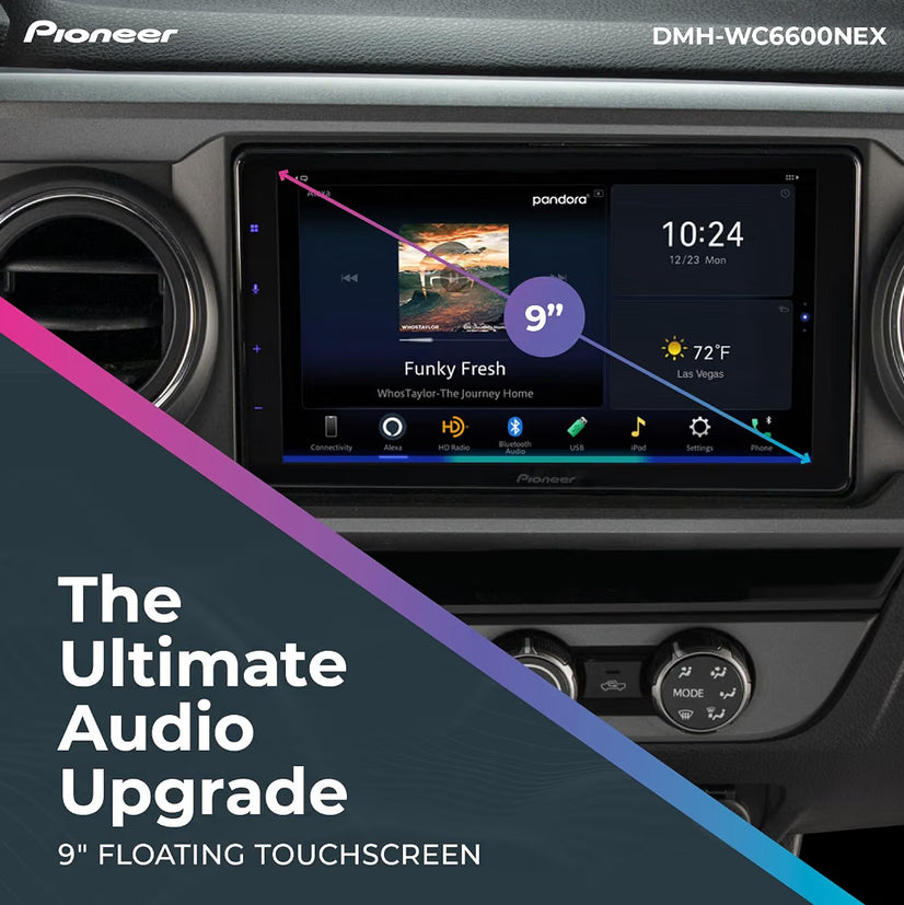 Pioneer DMH-WC6600NEX 9" Capacitive Touchscreen Modular Chassis Car Stereo
Digital Multimedia Receiver, Wireless CarPlay & Android Auto, Amazon Alexa, Bluetooth, HD Radio, Backup Cam, Hi-Volt RCA