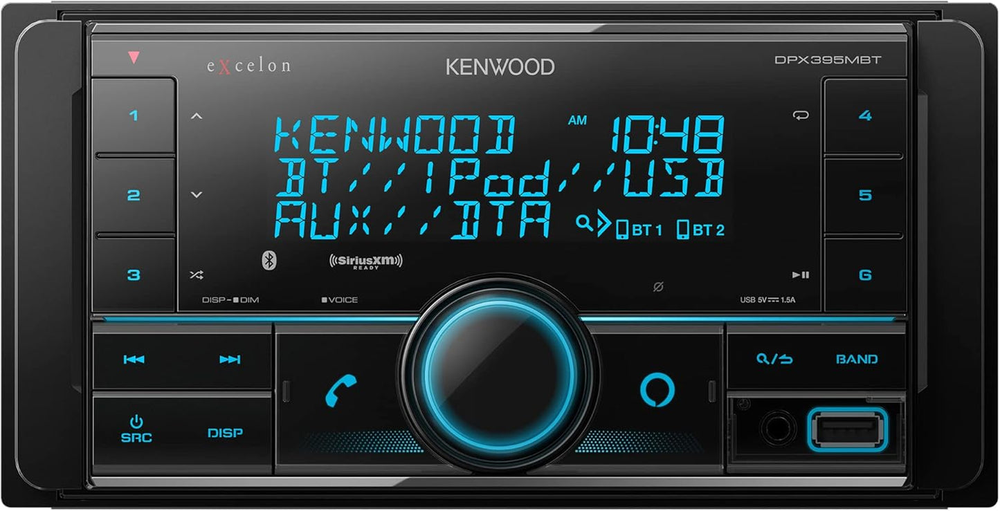 Kenwood DPX395MBT Dubbel DIN In-Dash Digitale Media-ontvanger met Bluetooth (Speel nie CD's nie) | Meganisme-lose Motorstereo-ontvanger | Amazon Alexa Gereed - Swart