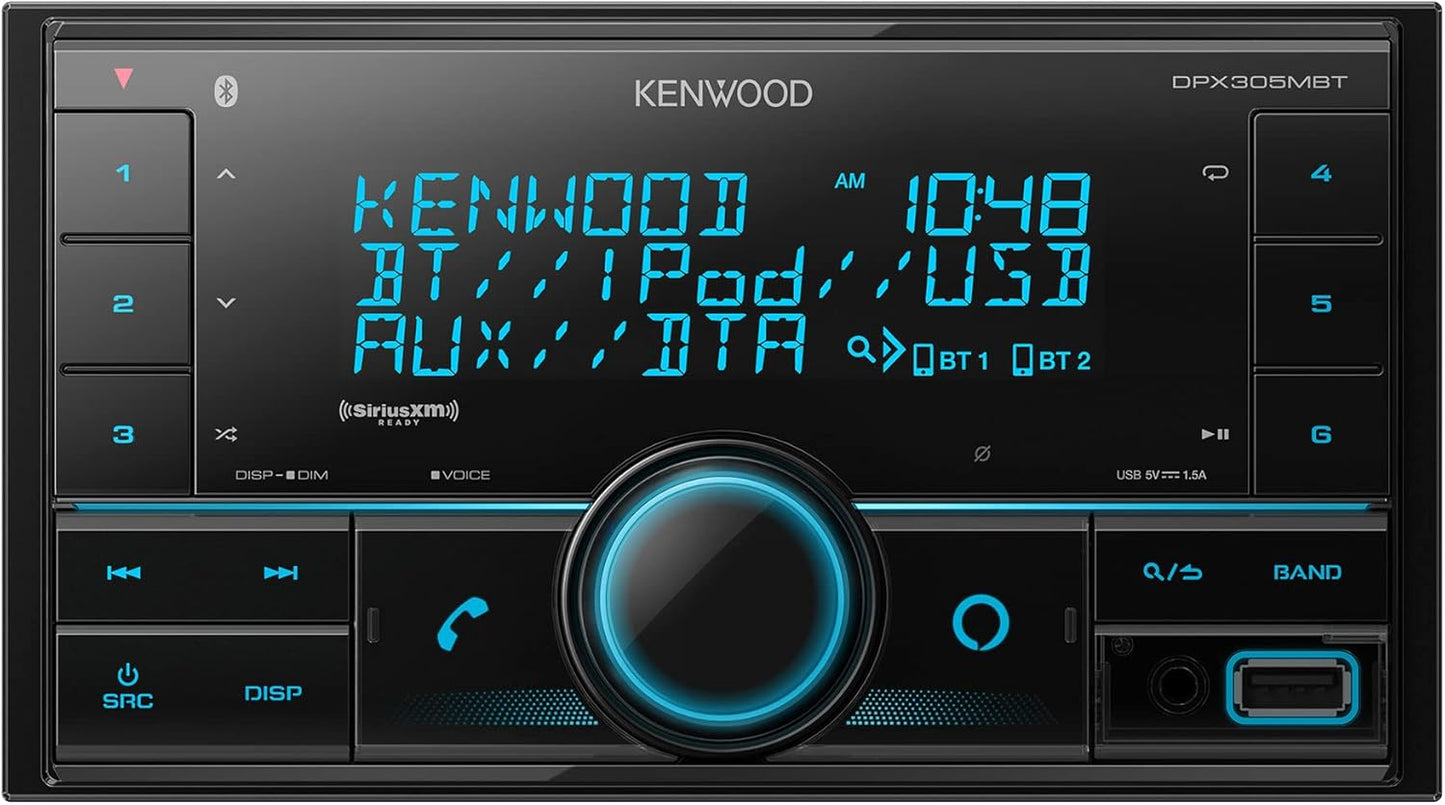 Kenwood DPX305MBT Dubbel DIN in-Dash Digitale Media Ontvanger met Bluetooth (Speel nie CD's nie) | Meganismelose Kar Stereo Ontvanger | Amazon Alexa Gereed - Swart