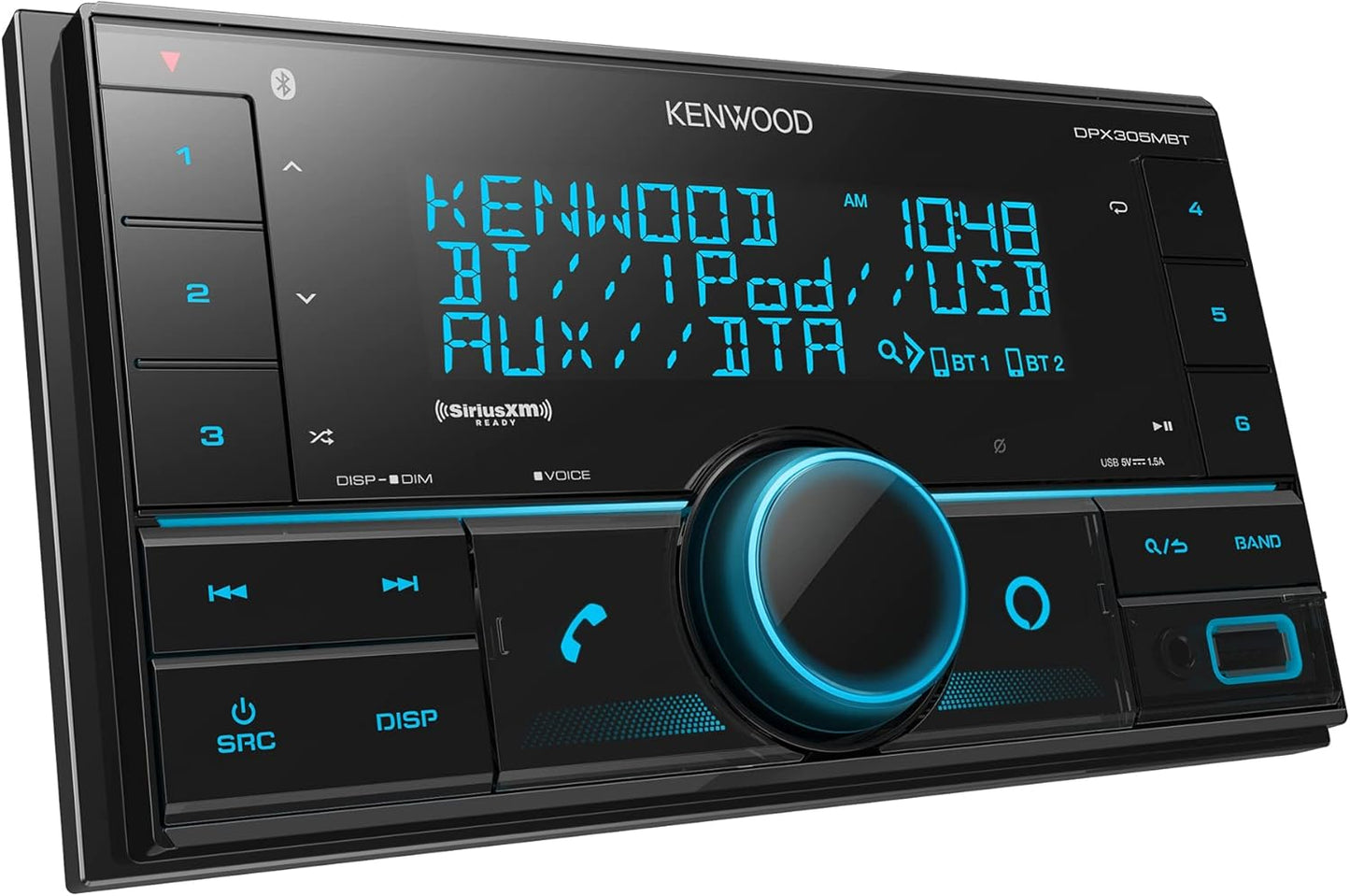 Kenwood DPX305MBT Dubbel DIN in-Dash Digitale Media Ontvanger met Bluetooth (Speel nie CD's nie) | Meganismelose Kar Stereo Ontvanger | Amazon Alexa Gereed - Swart