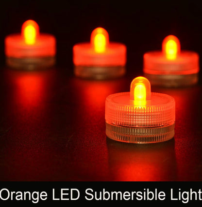 KITOSUN Submersible LED Lights cr2032 Battery Powered Underwater Waterproof LED Tea Light Candles for Events Wedding Centerpieces Vase Floral Xmas Holidays Home Decor Lighting(Pack of 12) (Orange)