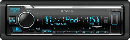 KENWOOD KMM-BT332U Bluetooth Enkel-DIN Motorstereo met USB-poort, AM/FM-radio, MP3-speler, Veelkleurige LCD, Verwyderbare Voorpaneel, Ingeboude Amazon Alexa, Versoenbaar met SiriusXM-ontvanger