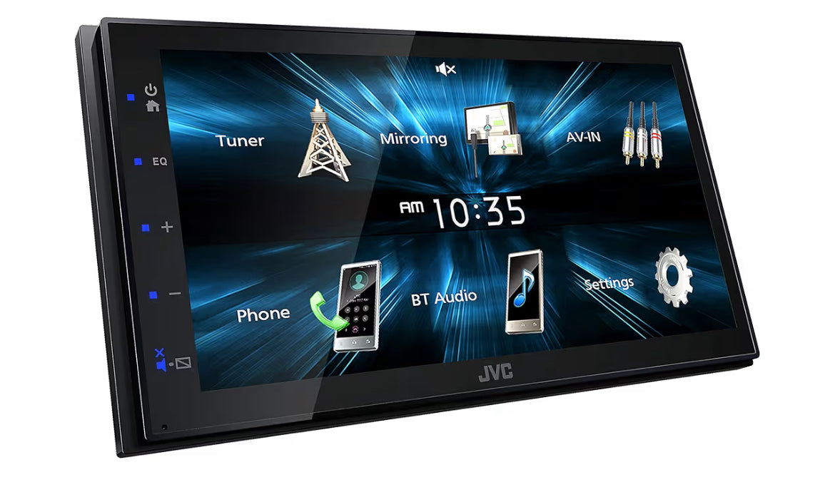 JVC KW-M150BT Bluetooth Motorradio-Ontvanger met USB-poort – 6.75" Raakskerm – AM/FM Radio – MP3 Speler Dubbel DIN – 13-Band EQ (Swart)
