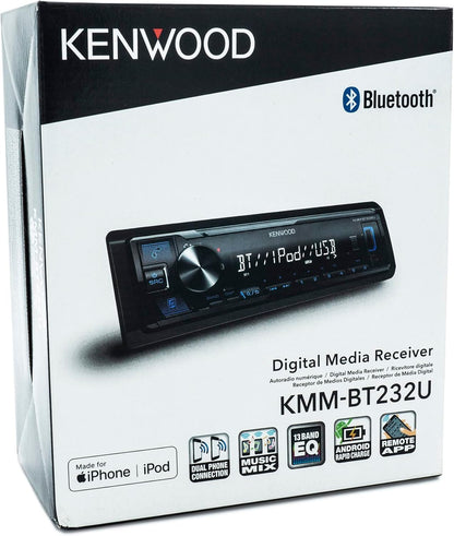 KENWOOD KMM-BT232U Bluetooth-motorstereo met USB-poort, AM/FM-radio, MP3-speler, Afneembare Voorkant