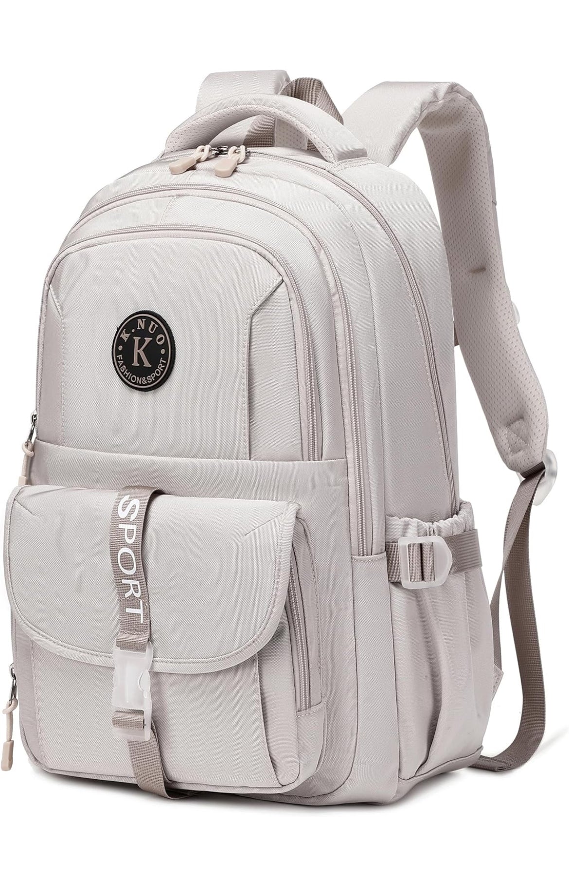 College Backpack, Travel Laptop Backpacks, Large Kids School Bag for Teens Girls Boys Students Bookbag Fit for 15.6 Inch Computer Waterproof Business Work Back Pack for Women Men Daypack Beige