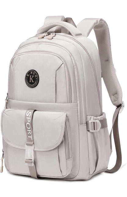 College Backpack, Travel Laptop Backpacks, Large Kids School Bag for Teens Girls Boys Students Bookbag Fit for 15.6 Inch Computer Waterproof Business Work Back Pack for Women Men Daypack Beige