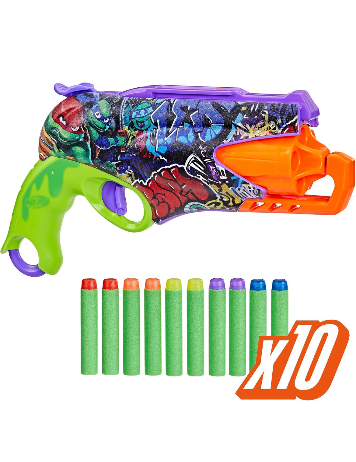 Nerf Teenage Mutant Ninja Turtles Blaster, 10 Elite Darts, Toy Foam Blasters, Ages 8 and Up