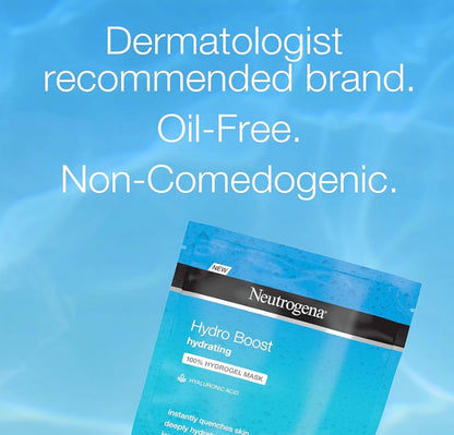 Neutrogena Hydro Boost Bevogtigende & Hidrerende 100% Hidrogelvelmasker vir Droë Vel met Hialuroonsuur - 28g (12 Pak)