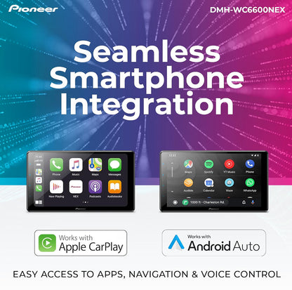 Pioneer DMH-WC6600NEX 9" Capacitive Touchscreen Modular Chassis Car Stereo
Digital Multimedia Receiver, Wireless CarPlay & Android Auto, Amazon Alexa, Bluetooth, HD Radio, Backup Cam, Hi-Volt RCA